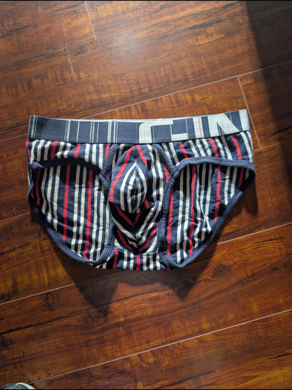 Men's Striped Briefs in Navy, Red & White - Comfortable Support